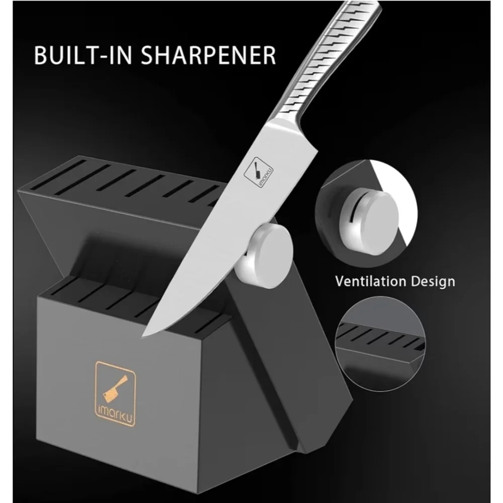 14PCS Knife Set with block, Knife Set with Built-in Sharpener, Knife Set